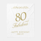 Elegant Ornament 80 en Fabulous 80th Birthday Fleece Deken (Voorkant)