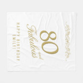 Elegant Ornament 80 en Fabulous 80th Birthday Fleece Deken (Voorkant (Horizontaal))