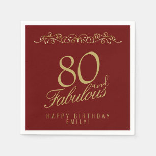 Elegant Ornament 80 en Fabulous 80th Birthday Servet