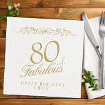 Elegant Ornament 80 en Fabulous 80th Birthday Servet<br><div class="desc">Elegant Ornament 80 en Fabulous 80th Birthday Napkins. 80 en geweldig gezegde in trendy golden script en een gouden versiering. Pas het aan met jouw naam en je leeftijd,  en maak je eigen elegante verjaardagsfeestje voor het verjaardagsfeest van een vrouw.</div>