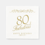 Elegant Ornament 80 en Fabulous 80th Birthday Servet (Voorkant)