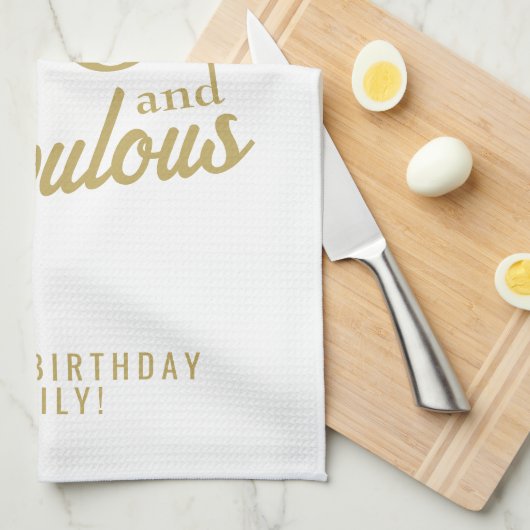 Elegant Ornament 80 en Fabulous 80th Birthday Theedoek (Quarter Fold)