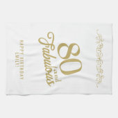 Elegant Ornament 80 en Fabulous 80th Birthday Theedoek (Horizontaal)