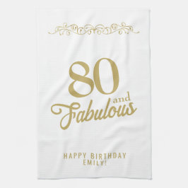 Elegant Ornament 80 en Fabulous 80th Birthday Theedoek