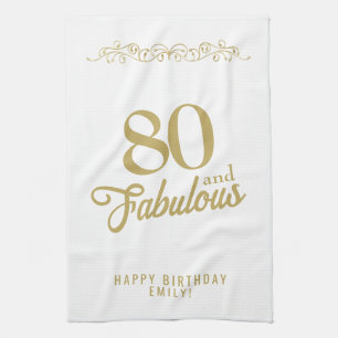 Elegant Ornament 80 en Fabulous 80th Birthday Theedoek