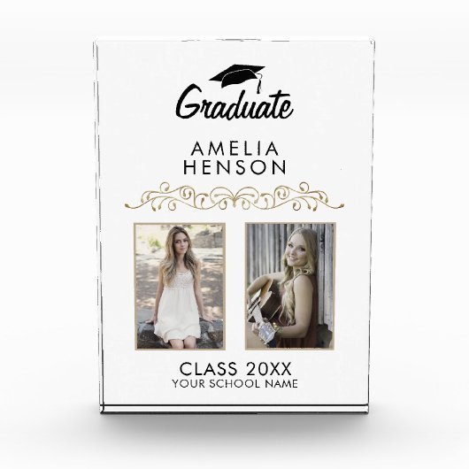 Elegant Ornament Afstuderen Keepslag 2 Fotoblokken (Voorkant)