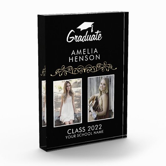 Elegant Ornament Black Afstuderen Keepslag 2 Fotoblokken (Links)