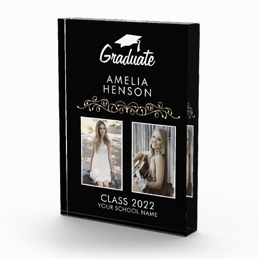 Elegant Ornament Black Afstuderen Keepslag 2 Fotoblokken (Rechts)