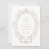 Elegant Ornament Bloemen Lijst Opslaan Datum Kaart (Voorkant)