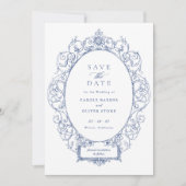 Elegant Ornament Bloemen Lijst Opslaan Datum Kaart (Voorkant)