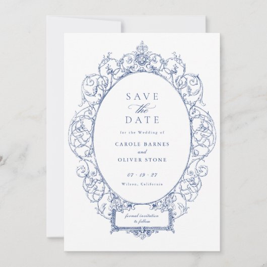 Elegant Ornament Bloemen Lijst Opslaan Datum Kaart (Voorkant)