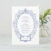  Elegant Ornament Bloemenblad Lijst Bruiloft Kaart (Staand voorkant)