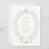 Elegant Ornament Bloemenblad Lijst Bruiloft Kaart (Voorkant)