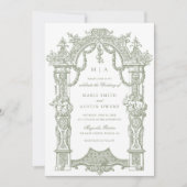Elegant Ornament Border Lijst Sage Wedding Kaart (Voorkant)