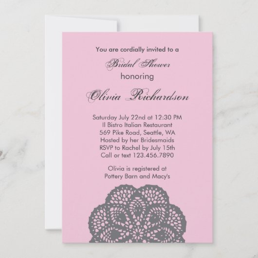 Elegant Ornament Bridal Shower Invitation Kaart (Voorkant)