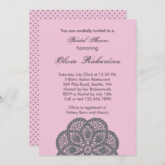 Elegant Ornament Bridal Shower Invitation Kaart (Voorkant / Achterkant)