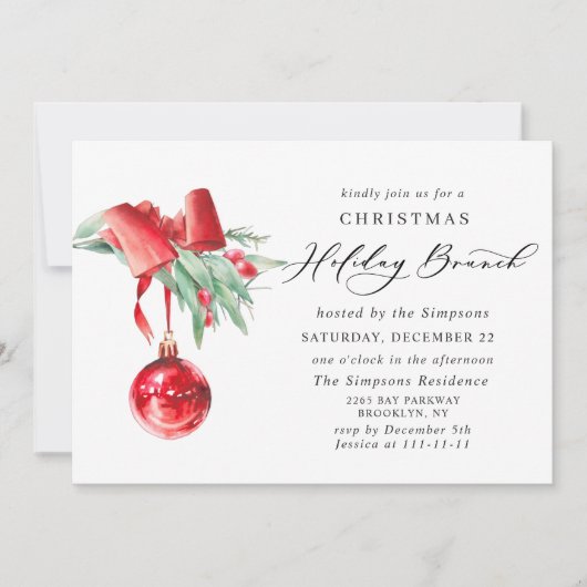 Elegant Ornament CHRISTMAS HOLIDAY BRUNCH Kaart (Voorkant)