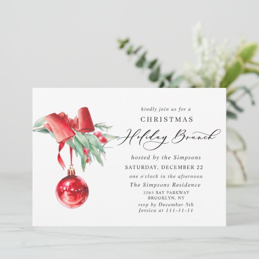 Elegant Ornament CHRISTMAS HOLIDAY BRUNCH Kaart (Staand voorkant)