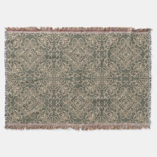 Elegant Ornament donkergroen patroon Deken (Voorkant)