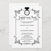 Elegant Ornament Engagement Party Kaart (Voorkant / Achterkant)