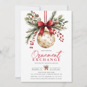 Elegant Ornament Exchange Invite Kaart (Voorkant)