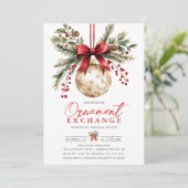 Elegant Ornament Exchange Invite Kaart (Staand voorkant)