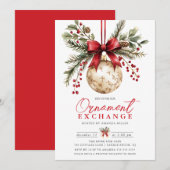 Elegant Ornament Exchange Invite Kaart (Voorkant / Achterkant)