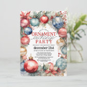 Elegant Ornament Exchange Kerstfeest Kaart (Staand voorkant)