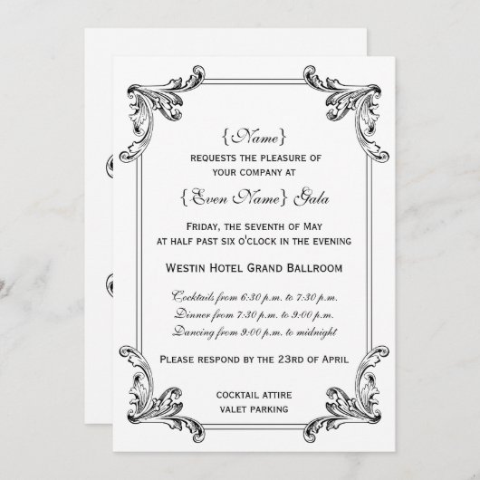 Elegant  Ornament Formal Kaart (Voorkant / Achterkant)