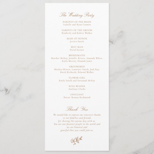 Elegant  Ornament Gold Wedding-programma Programmakaart (Achterkant)