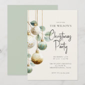 Elegant Ornament Green Gold Holiday Invitation Kaart (Voorkant / Achterkant)