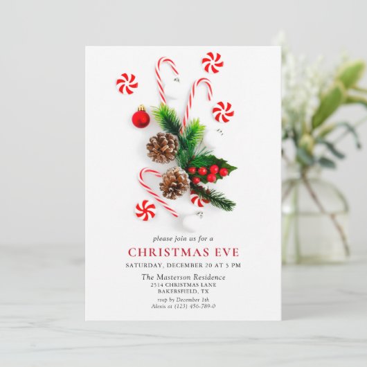 Elegant Ornament kerstavond-feestdag Kaart (Staand voorkant)