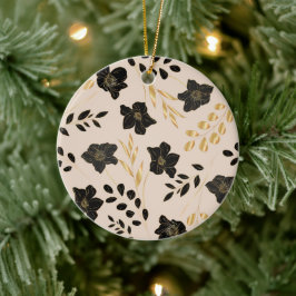 Elegant ornament met zwart en goud bloemmotief 
