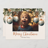 Elegant Ornament One Photo 2025 Feestdagenkaart (Voorkant / Achterkant)