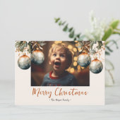 Elegant Ornament One Photo 2025 Feestdagenkaart (Staand voorkant)