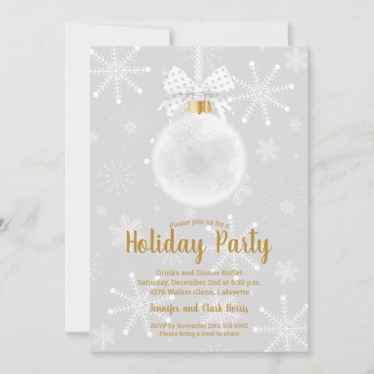 Elegant Ornament Snowflakes Holiday Invitations (Voorkant)