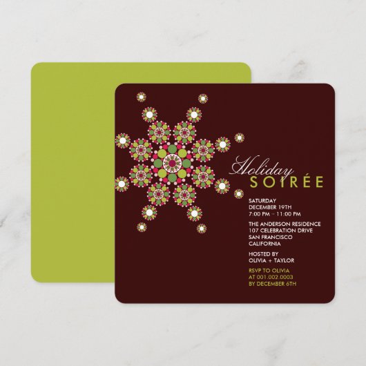 Elegant Ornament Star Holiday Soiree Party Invite Kaart (Voorkant / Achterkant)