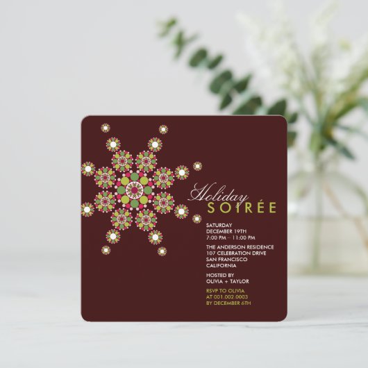 Elegant Ornament Star Holiday Soiree Party Invite Kaart (Staand voorkant)