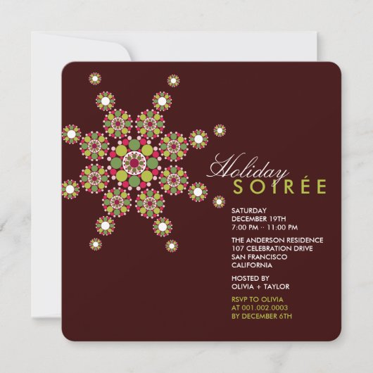 Elegant Ornament Star Holiday Soiree Party Invite Kaart (Voorkant)
