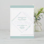Elegant Ornament Turquoise Silver Lijst Wedding Folie Uitnodiging (Staand Voorkant)