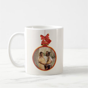 Elegant Ornament Vrolijk Kerstfeest Rood Goud Foto Koffiemok