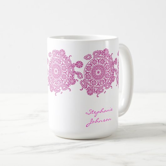 Elegant Ornament White/Roze Mok (Voorkant rechts)