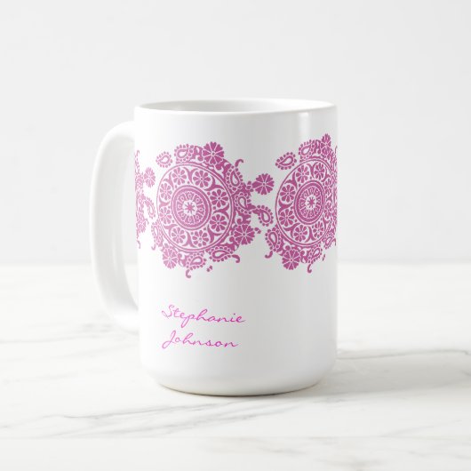 Elegant Ornament White/Roze Mok (Voorkant links)