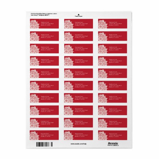 Elegant Ornament Wit/Rood etiket (Full Sheet)