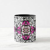 Elegant Ornamental Damask Fuchsia and Black Mok (Midden)