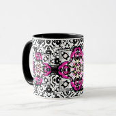 Elegant Ornamental Damask Fuchsia and Black Mok (Voorkant links)