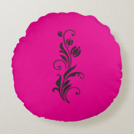Elegant Ornamental Floral Flower Art Rond Kussen