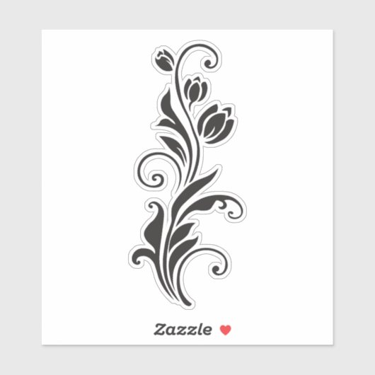 Elegant Ornamental Floral Flower Art Sticker (Vel)