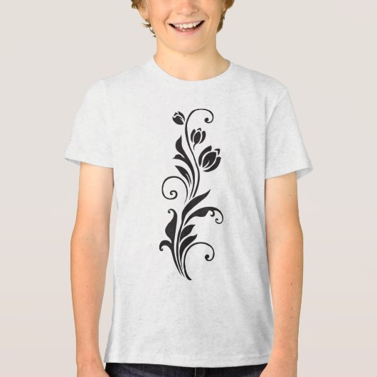 Elegant Ornamental Floral Flower Art Tri-Blend Shirt (Voorkant)