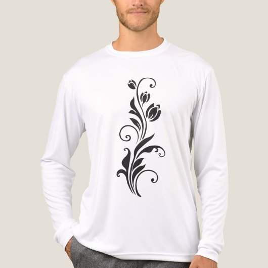 Elegant Ornamental Floral Flower Art Tri-Blend Shirt (Voorkant volledig)